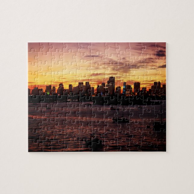 Skyline of Miami Florida at Sunset Jigsaw Puzzle (Horizontal)