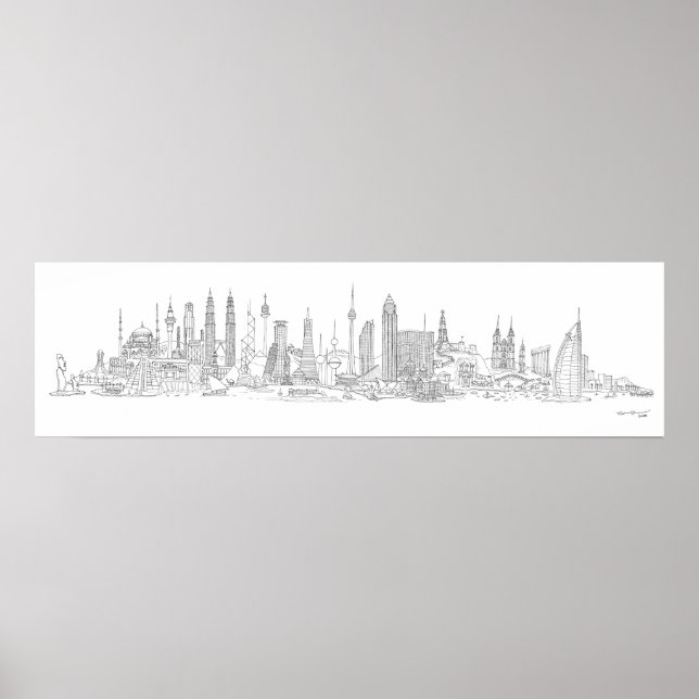 Skyline of the World (Black + White) Poster (Front)