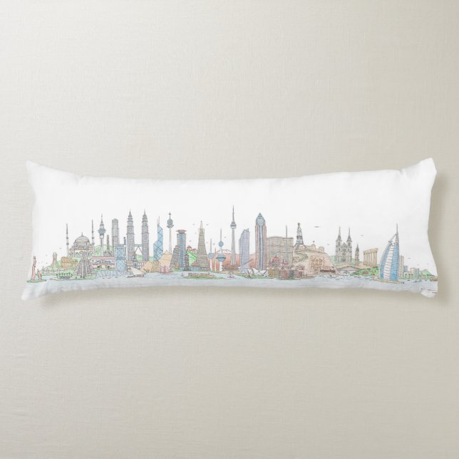 Skyline of the World Body Pillow (Front)