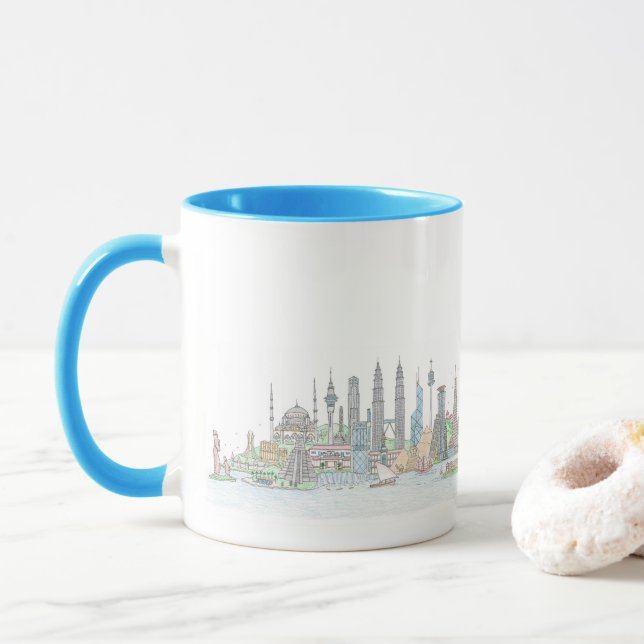 Skyline of the World Mug (With Donut)