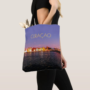 Skyline of Willemstad at Night (customizable) Tote Bag