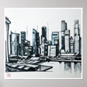 Skyline Singapour - Impression d'art en toile