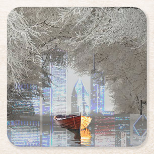Skyline Square Paper Coaster