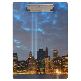 Skyline view of city in night. clipboard