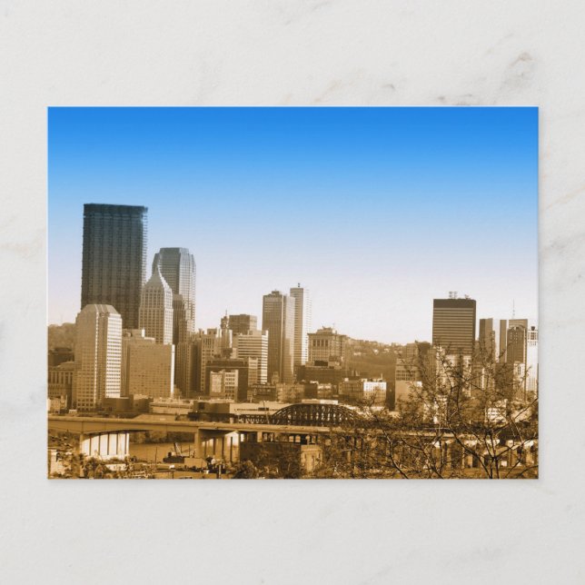 Skyline view of Pittsburgh art photo Postcard (Front)