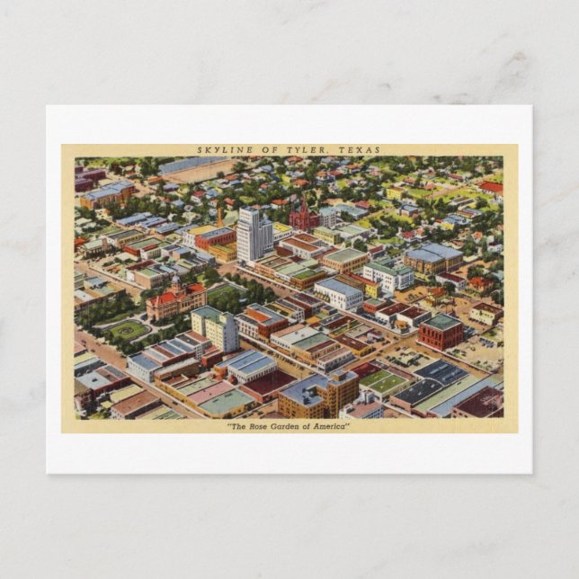 Skyline vintage de Tyler, Texas, Carte postale (Devant)