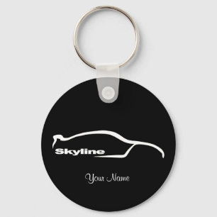 Skyline White Silhouette Logo Keychain