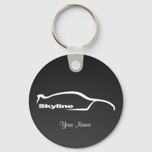 Skyline White Silhouette Logo w/ faux Carbon fibre Keychain