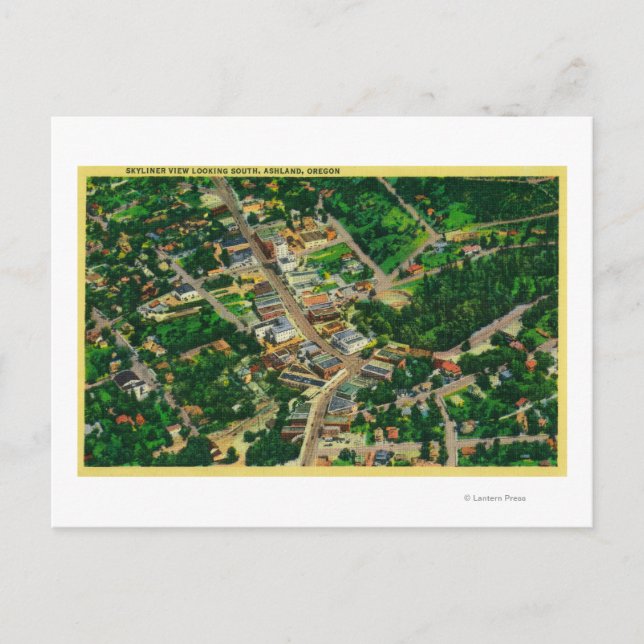Skyliner View looking South over Ashland, OR Postcard (Front)