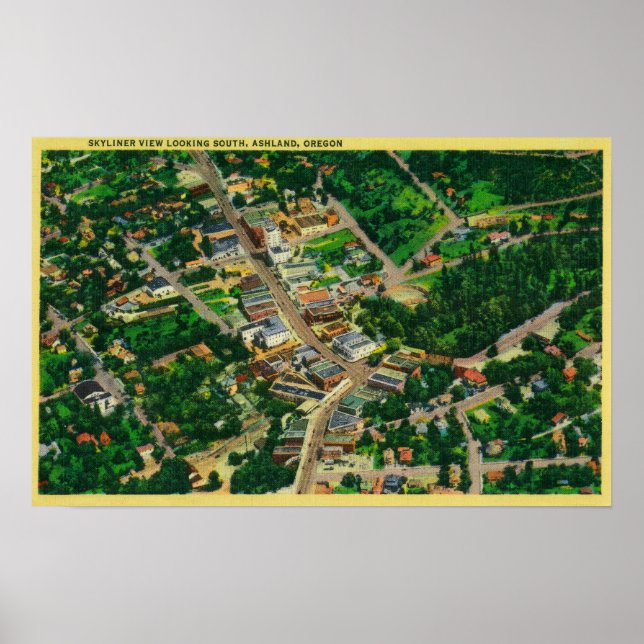 Skyliner View looking South over Ashland, OR Poster (Front)