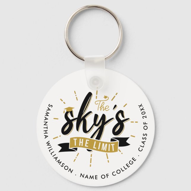 Sky's The Limit 2024 Graduation Personalized Keychain (Front)