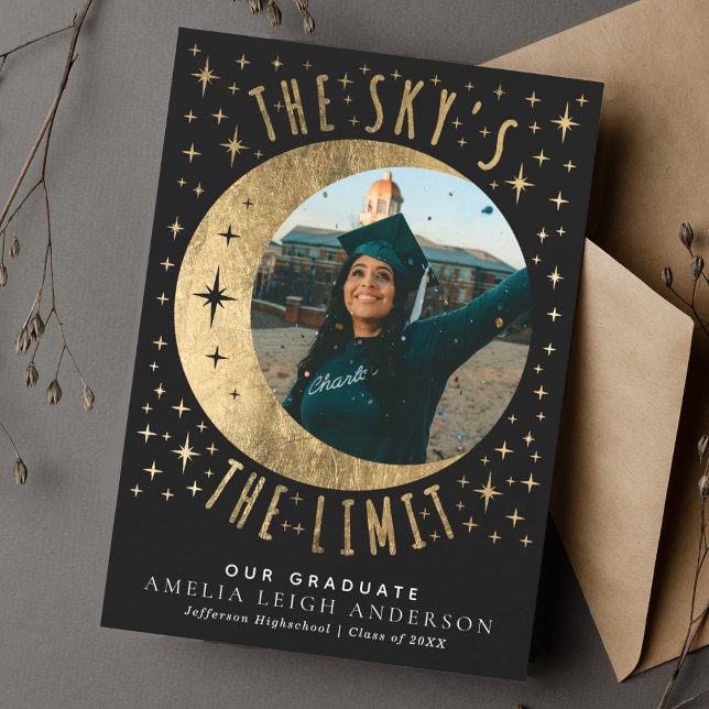 Sky's the Limit Graduation Photo Announcement Card (Creator Uploaded)