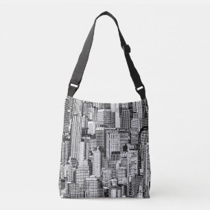 Skyscraper City Isometric Seamless Texture Crossbody Bag