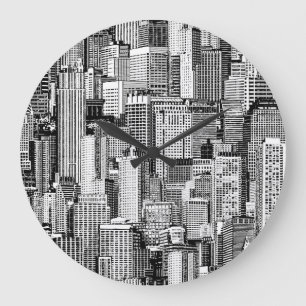 Skyscraper City Isometric Seamless Texture Large Clock