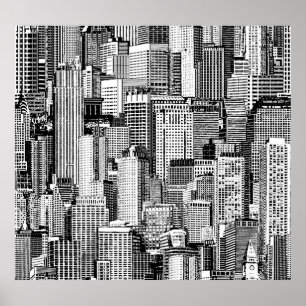 Skyscraper City Isometric Seamless Texture Poster