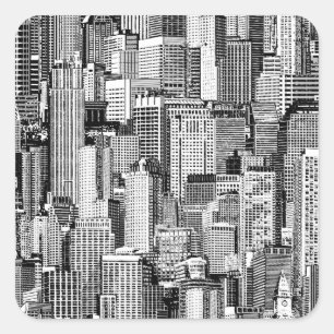 Skyscraper City Isometric Seamless Texture Square Sticker
