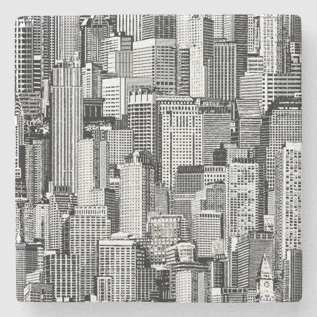 Skyscraper City Isometric Seamless Texture Stone Coaster (Front)