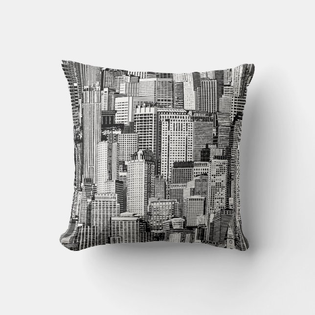 Skyscraper City Isometric Seamless Texture Throw Pillow (Front)