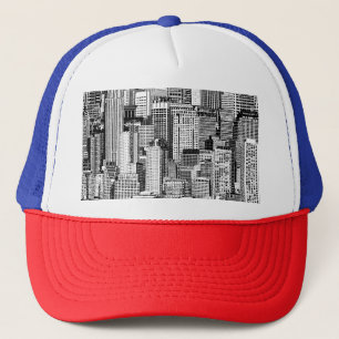 Skyscraper City Isometric Seamless Texture Trucker Hat
