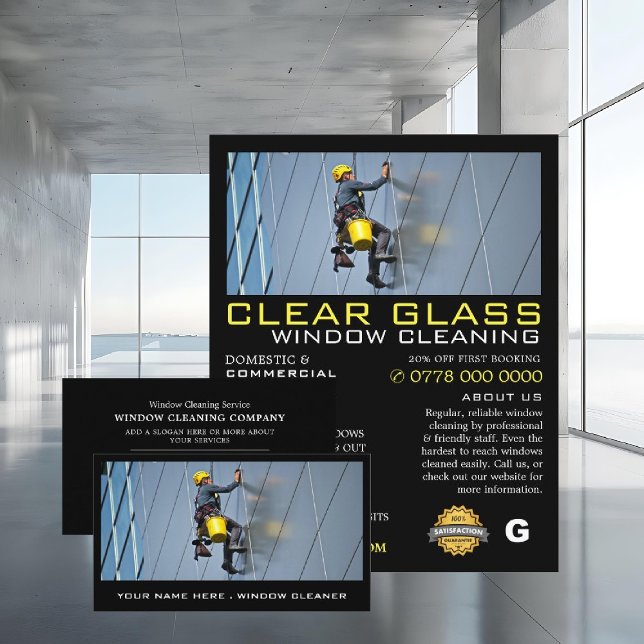 Skyscraper, Window Cleaner, Cleaning Advertising Flyer (Creator Uploaded)