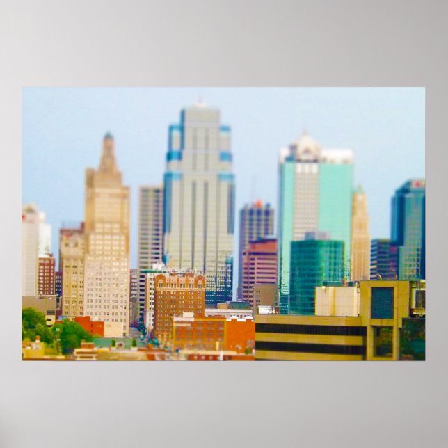 Skyscrapers High Rise Downtown Kansas City Skyline Poster (Front)
