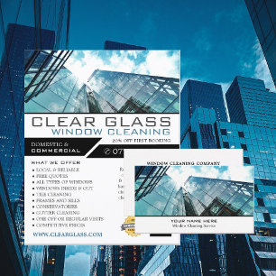 Skyscrapers, Window Cleaners, Cleaning Advertising Flyer