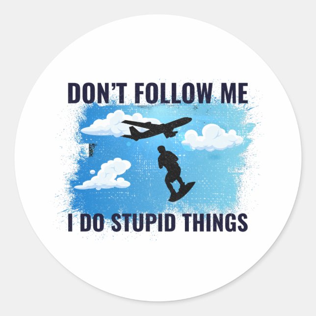 Skysurfing Skydiving Extreme Sport Skydive Classic Round Sticker (Front)