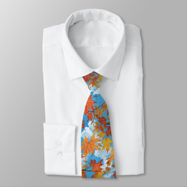 Skyview Autumn Fall Men's Tie (Tied)
