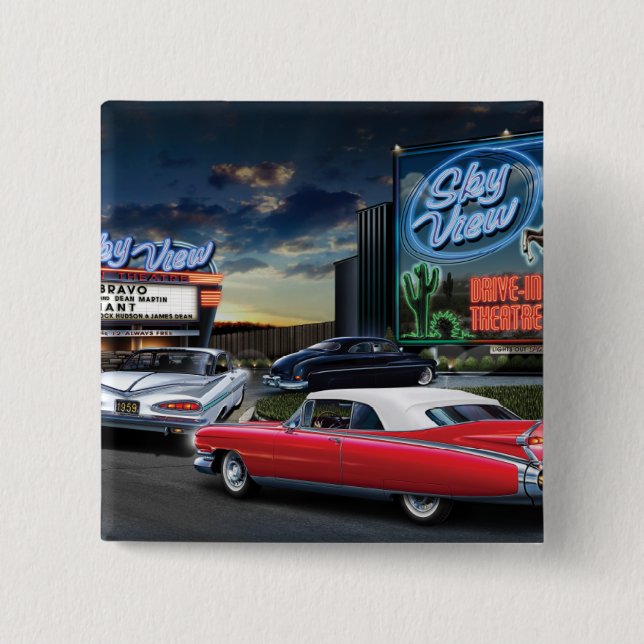 Skyview Drive In 2 2 Inch Square Button (Front)