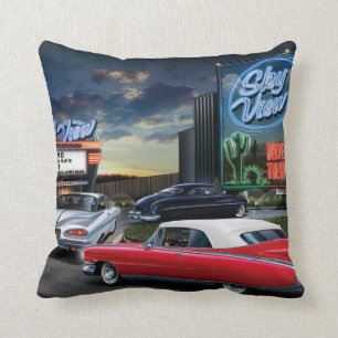 Skyview Drive In Throw Pillow