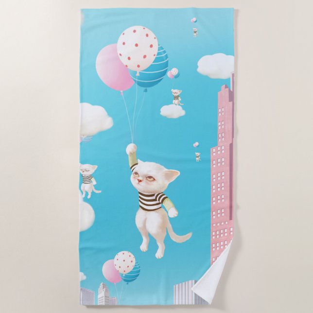 Skyward Bound Kittens Beach Towel (Front)