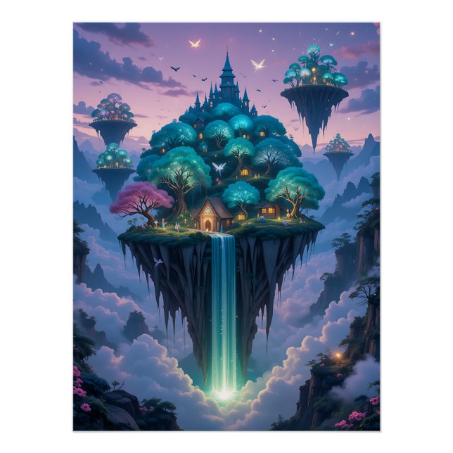 Skyward Whispers: Floating Islands Poster (Front)