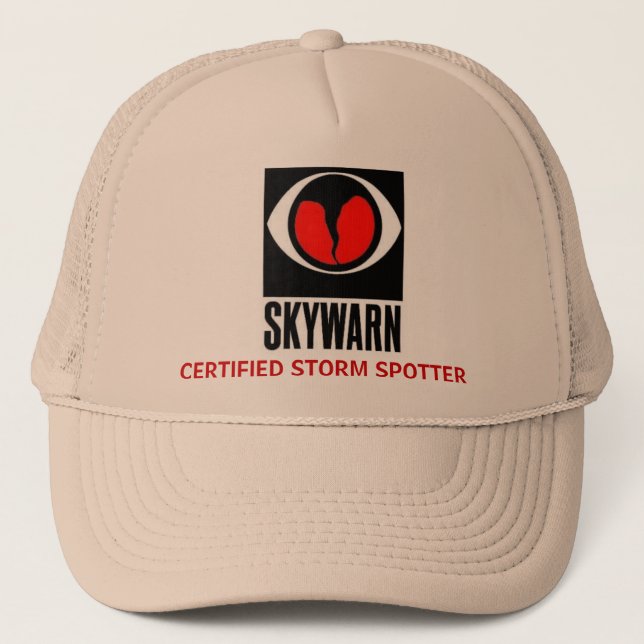 skywarn large, CERTIFIED STORM SPOTTER Trucker Hat (Front)