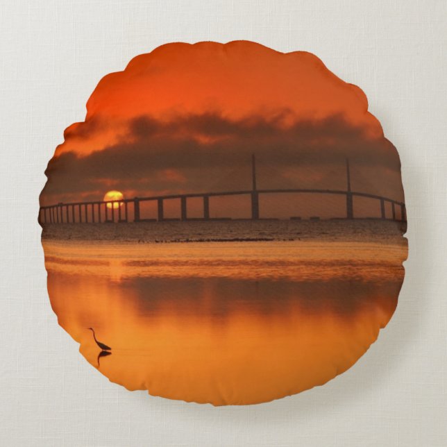 Skyway Bridge Round Pillow (Front)