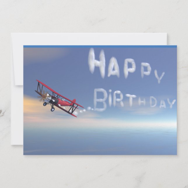 Skywriter Happy Birthday invitation. Invitation (Front)