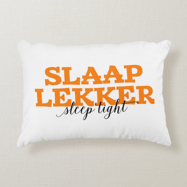 Slaap Lekker / Sleep Tight Dutch Vocabulary Words Decorative Pillow (Front)