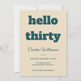 Slab Type Hello Thirty Birthday Invitation
