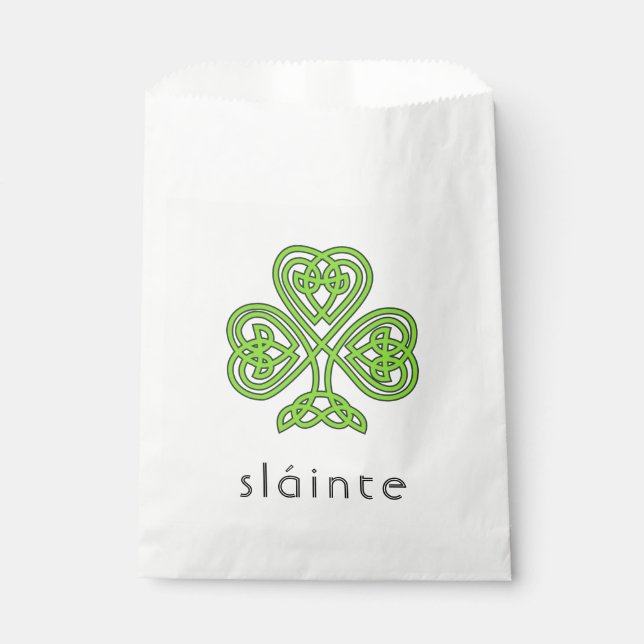 Slainte Celtic Shamrock Green St. Patrick's Day Favour Bag (Front)