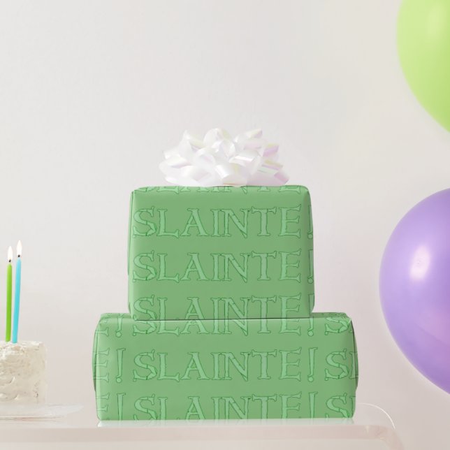 Slainte green glossy wrapping paper large (Party Gifts)