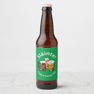 Sláinte! HAPPY ST PATRICK'S DAY Cartoon Beers Beer Bottle Label