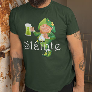 Slainte Irish Expression and Leprechaun T-Shirt