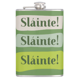 Slainte Irish Good Health St. Patrick's Day Green Hip Flask