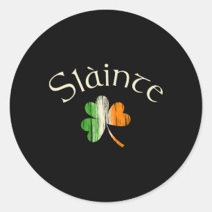 Slainte Irish Shamrock Flag Of Ireland St Patricks Classic Round Sticker