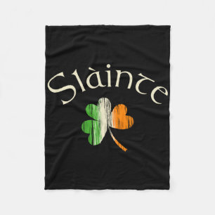Slainte Irish Shamrock Flag Of Ireland St Patricks Fleece Blanket