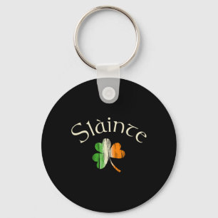 Slainte Irish Shamrock Flag Of Ireland St Patricks Keychain