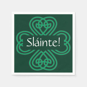 Sláinte Irish Shamrock Green Celtic Lucky Clover Napkin