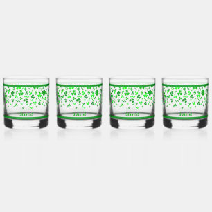 Sláinte Lucky Irish Shamrocks Design Personalized Whiskey Glass