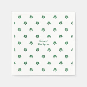 Sláinte Lucky Shot Painterly Clover Irish Wedding Napkin