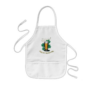 Slàinte! Saint Patrick's Day Pint of Beer on Green Kids Apron