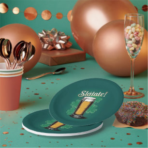 Slàinte! Saint Patrick's Day Pint of Beer on Green Paper Plate